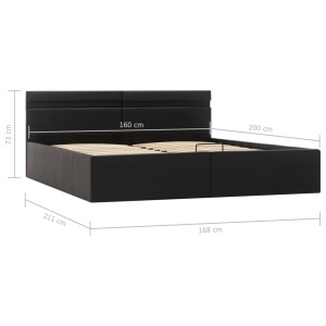 Cadru pat hidraulic cu ladă LED negru 160x200cm piele ecologică - Img 11
