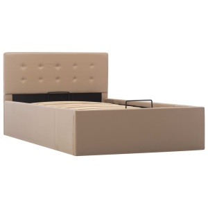 Cadru pat hidraulic ladă cappuccino 100x200cm piele ecologică - Img 3