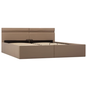 Cadru pat hidraulic LED cappuccino 160 x 200 cm piele ecologică - Img 4