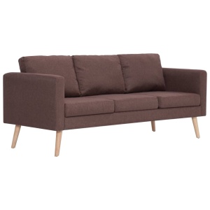 Canapea cu 3 locuri, maro, material textil - Img 2
