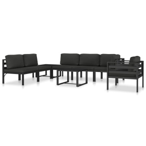 Canapea de 1 persoană cu perne, antracit, aluminiu - Img 10