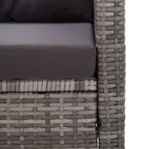 Canapea de grădină cu 2 locuri cu perne, gri, 124 cm, poliratan - Img 6