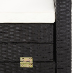 Canapea extensibilă cu 3 locuri, cu acoperiș, negru, poliratan - Img 7