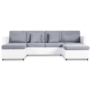 Canapea extensibilă cu 4 locuri, alb, piele ecologică - Img 3