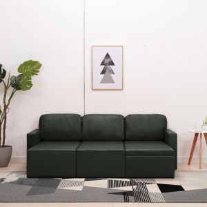 Canapea extensibilă modulară, 3 locuri, gri, piele ecologică - Img 3