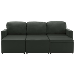 Canapea extensibilă modulară, 3 locuri, gri, piele ecologică - Img 5