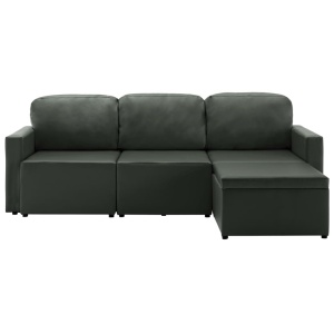 Canapea extensibilă modulară, 3 locuri, gri, piele ecologică - Img 8