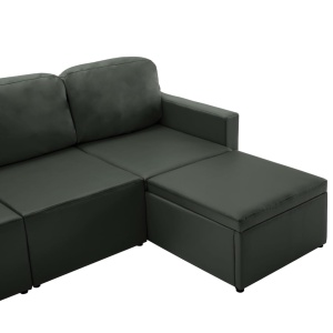 Canapea extensibilă modulară, 3 locuri, gri, piele ecologică - Img 11