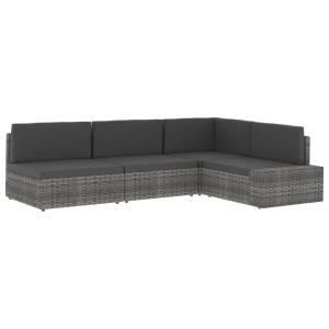 Canapea modulară cu 2 locuri, negru, poliratan - Img 11