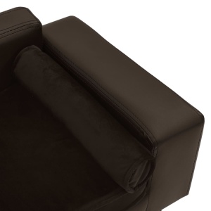Canapea pentru câini, maro, 81x43x31cm, pluș & piele ecologică - Img 5