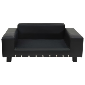 Canapea pentru câini, negru, 81x43x31cm, pluș & piele ecologică - Img 3