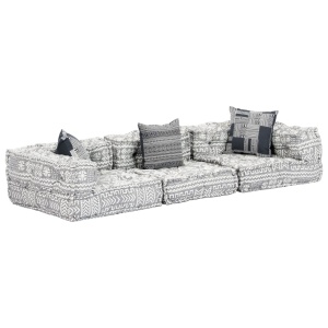 Canapea puf modulară cu 3 locuri, gri deschis, material textil - Img 8