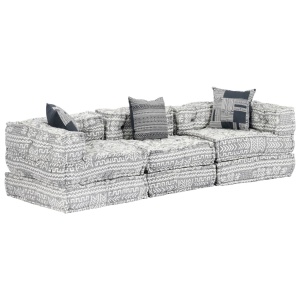 Canapea puf modulară cu 3 locuri, gri deschis, material textil - Img 11