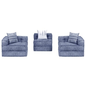 Canapea puf modulară cu 3 locuri, indigo, material textil - Img 6