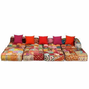 Canapea puf modulară cu 4 locuri, petice, material textil - Img 3