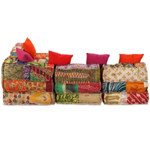 Canapea puf modulară cu 4 locuri, petice, material textil - Img 6