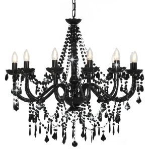 Candelabru cu mărgele, negru, 12 becuri x E14 - Img 2