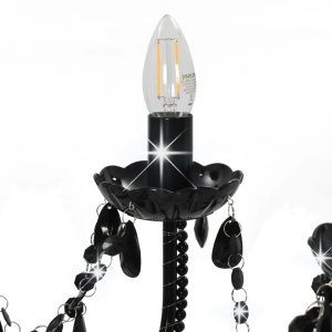 Candelabru cu mărgele, negru, 12 becuri x E14 - Img 5