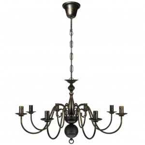 Candelabru negru de metal in stil antic 8 x becuri E14 - Img 2