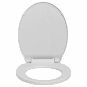 Capac WC cu inchidere silențioasă, gri deschis, oval - Img 4