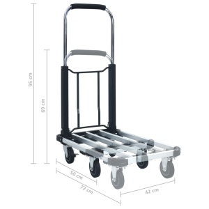 Cărucior de transport pliabil, 150 kg, argintiu, aluminiu - Img 10