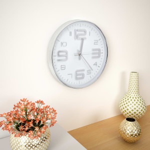 Ceas de perete, argintiu, 30 cm - Img 2
