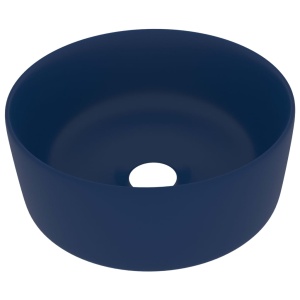 Chiuvetă baie lux albastru inchis mat 40x15 cm ceramică rotund - Img 2