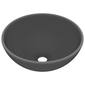 Chiuvetă baie lux, gri inchis mat, 32,5x14 cm, ceramică, rotund - Img 2