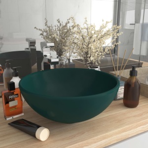 Chiuvetă baie lux verde inchis mat 32,5x14 cm ceramică rotund