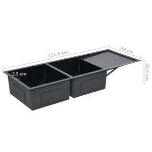 Chiuvetă bucătărie lucrată manual cu sită negru oțel inoxidabil - Img 7