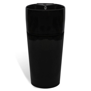 Chiuvetă ceramică verticală rotundă baie bazin/Gaură scurgere, negru - Img 3