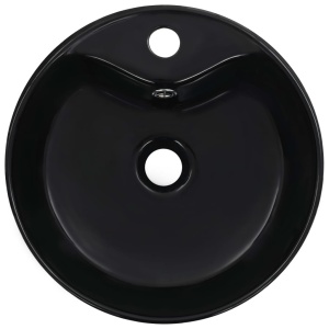 Chiuvetă cu preaplin, negru, 36x13 cm, ceramică - Img 4