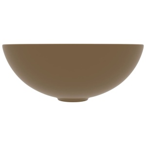 Chiuvetă de baie, crem mat, ceramică, rotund - Img 3