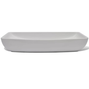 Chiuvetă de baie cu robinet mixer, ceramică, dreptunghiular alb - Img 5