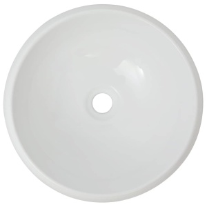 Chiuvetă de baie cu robinet mixer, ceramică, rotund, alb - Img 4