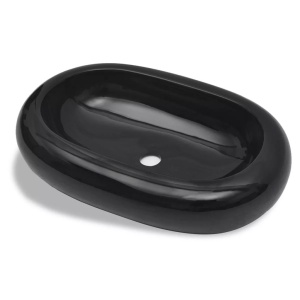 Chiuvetă de baie din ceramică, ovală, negru - Img 2