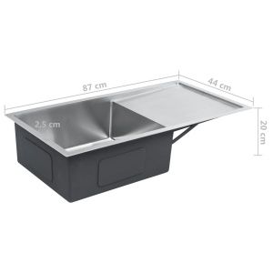 Chiuvetă de bucătărie lucrată manual cu sită, oțel inoxidabil - Img 10