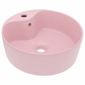 Chiuvetă de lux cu preaplin, roz mat, 36 x 13 cm, ceramică - Img 2