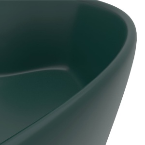 Chiuvetă de lux cu preaplin verde inchis mat 36x13 cm ceramică - Img 5