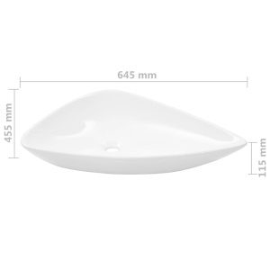 Chiuvetă din ceramică, alb, 645 x 455 x 115 mm, triunghi - Img 6