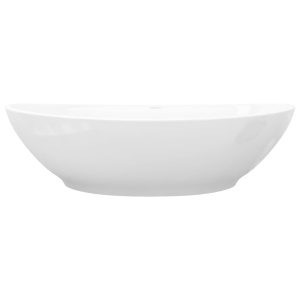 Chiuvetă din ceramică ovală cu preaplin și gaură robinet - Img 6