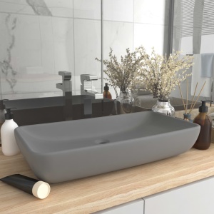 Chiuvetă dreptunghiulară lux gri deschis mat 71x38 cm ceramică