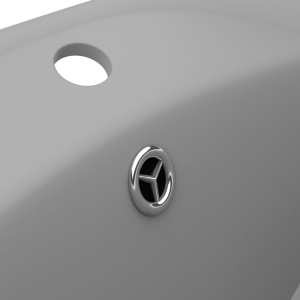 Chiuvetă lux cu preaplin gri deschis mat 58,5x39cm ceramic oval - Img 5