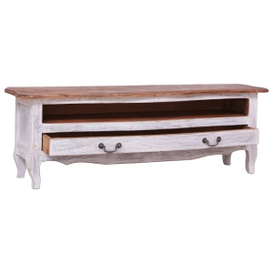 Comodă TV, alb, 120 x 30 x 40 cm, lemn masiv reciclat - Img 2