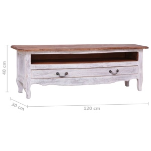 Comodă TV, alb, 120 x 30 x 40 cm, lemn masiv reciclat - Img 9