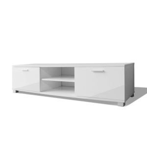 Comodă TV, alb extralucios, 140 x 40,3 x 34,7 cm - Img 2