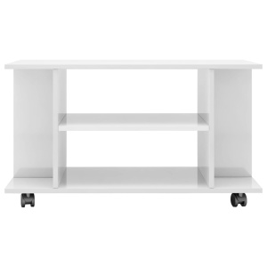 Comodă TV cu rotile, alb foarte lucios, 80 x 40 x 40 cm, PAL - Img 4
