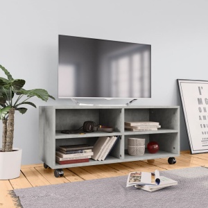 Comodă TV cu rotile, gri beton, 90x35x35, PAL