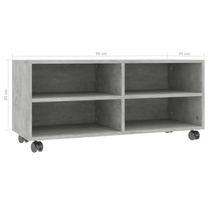 Comodă TV cu rotile, gri beton, 90x35x35, PAL - Img 5