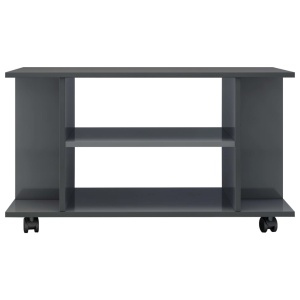 Comodă TV cu rotile, gri foarte lucios, 80 x 40 x 40 cm, PAL - Img 4